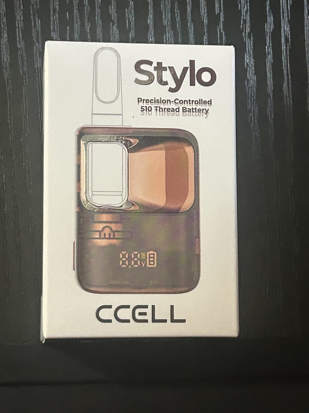 CCELL Stylo 510 battery in coffee-brown finish, front view
