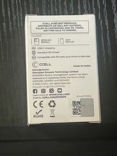 CCELL Stylo packaging rear, printed specifications — thumbnail